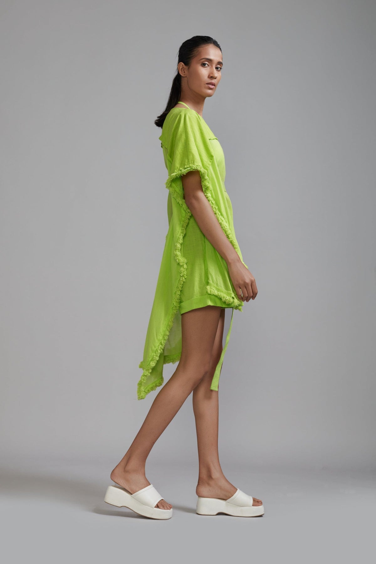 Mati SET Neon Green Fringed Kaftan Co-Ords (3 PCS)