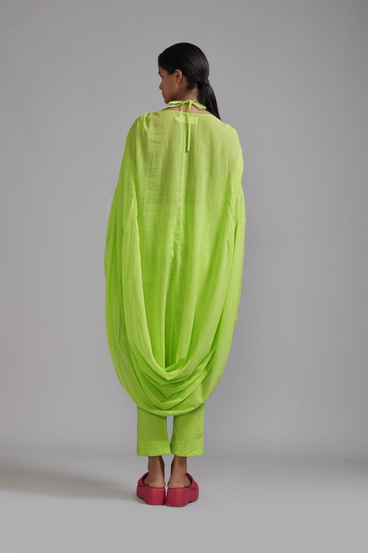 Mati SET Neon Green Gathered Cowl Tunic Set (3 PCS)