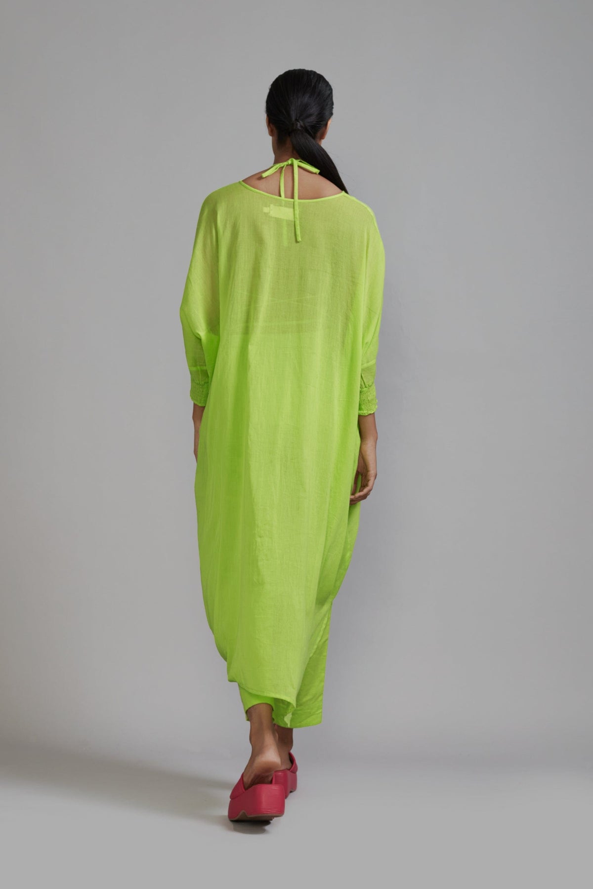 Mati SET Neon Green Smocked Cowl Tunic Set (3 PCS)