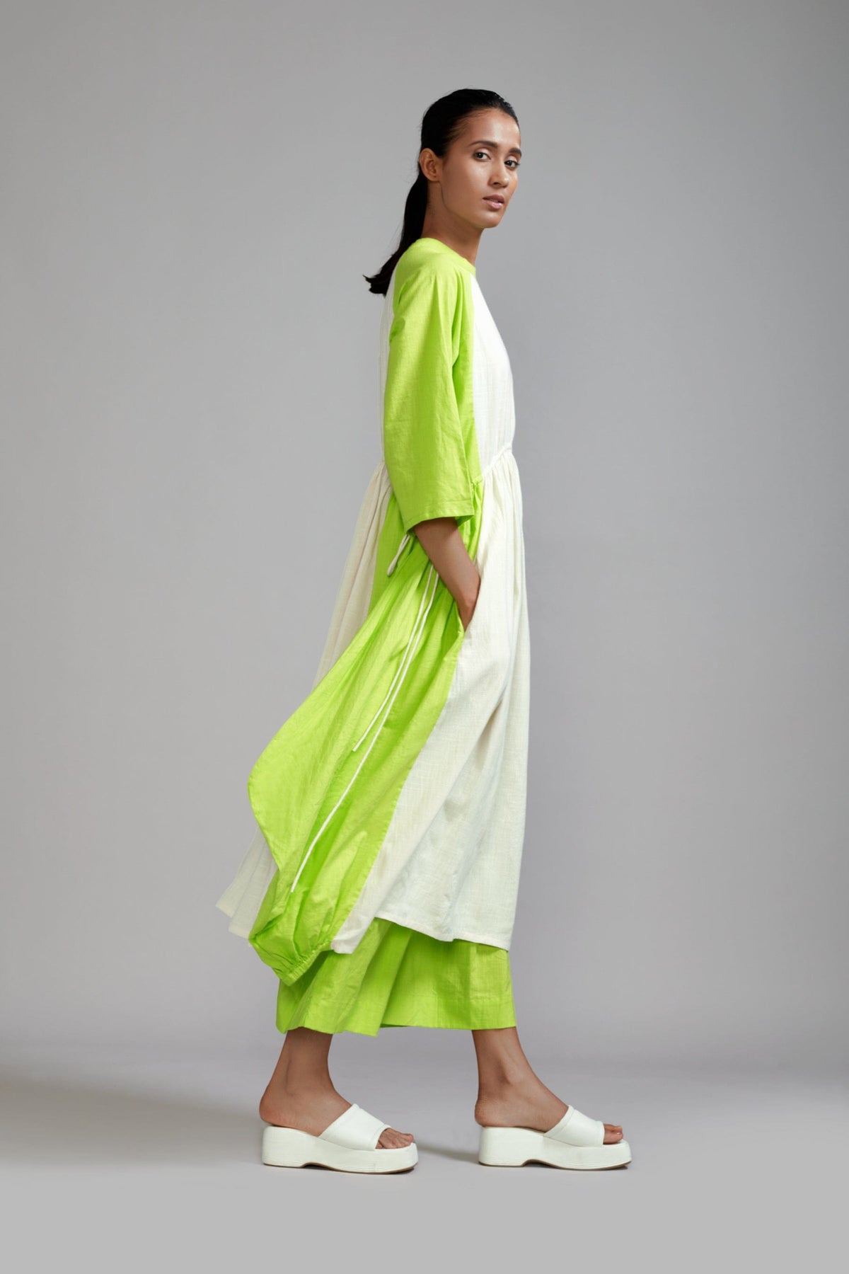 Mati SET Off-White with Neon Green Raglan Vari Set (2 PCS)