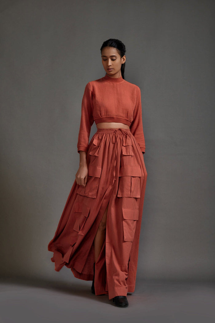 Mati SET Rust Crop Top and Cargo Skirt Set