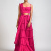 Mati sets Pink Fringed Tiered Lehenga Set (3 PCS)