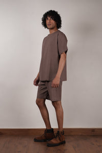 Mati Shirts & Tops Beige Overlap Men's T-Shirt