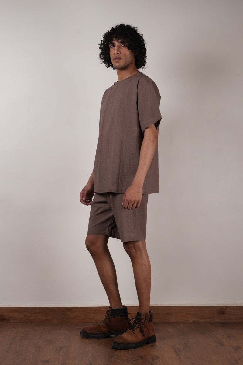 Mati Shirts & Tops Beige Overlap Men's T-Shirt