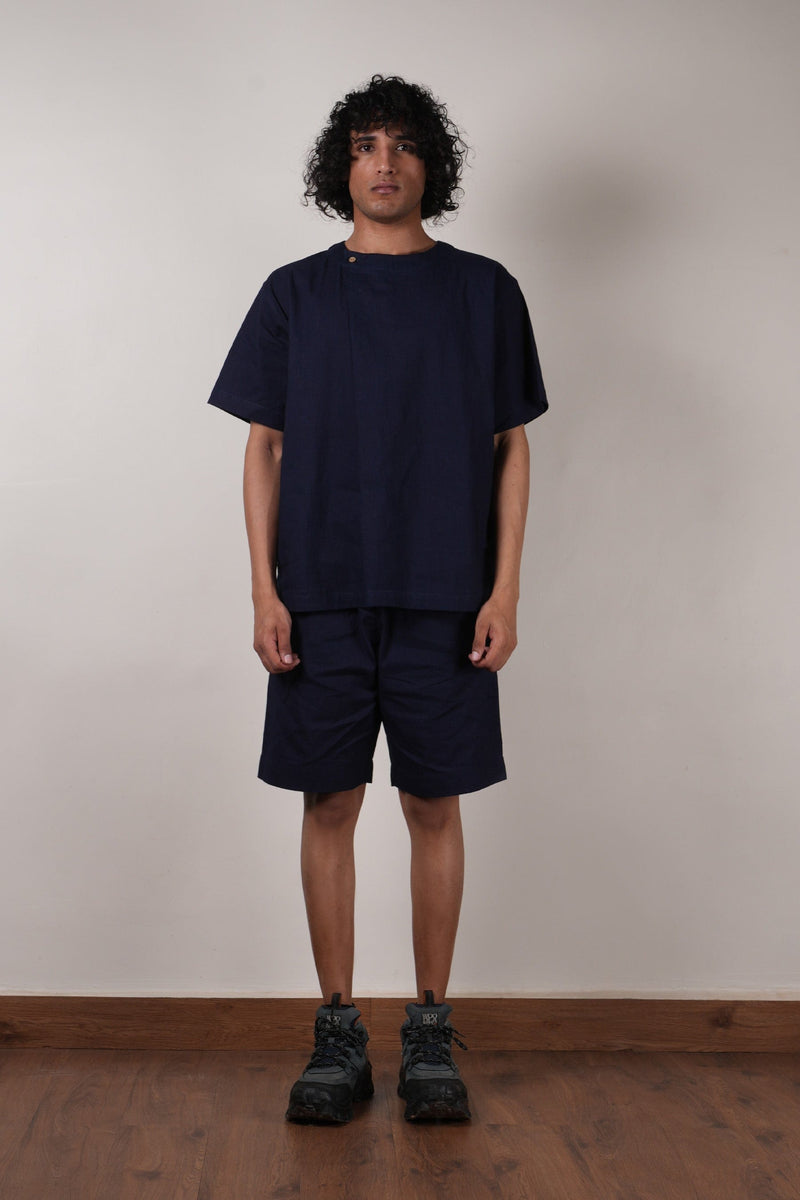 Mati Shirts & Tops Blue Overlap Men's T-Shirt