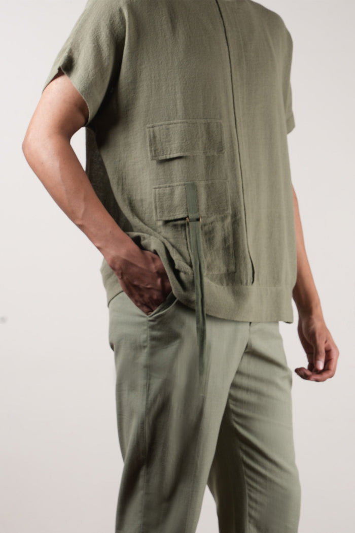 Mati Shirts & Tops Men's Green Flap Pocket T-Shirt