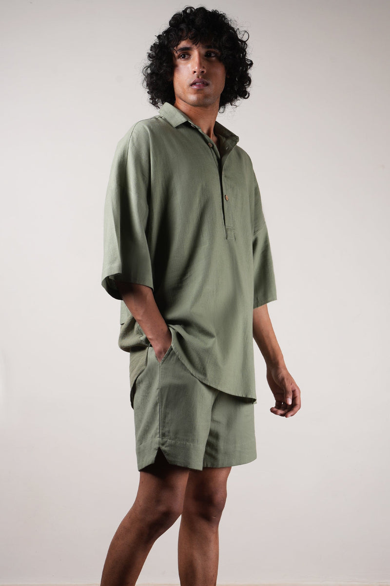 Mati Shirts & Tops Men's Green Oversized Shirt