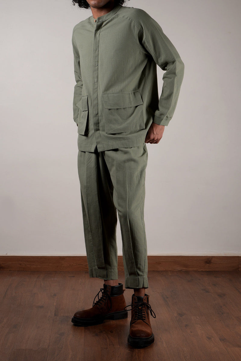 Mati Shirts & Tops Men's Green Safari Pocket Shirt