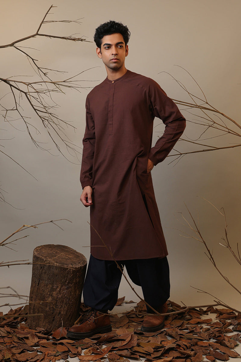 Mati Shirts & Tops Men's Raglan Brown Kurta