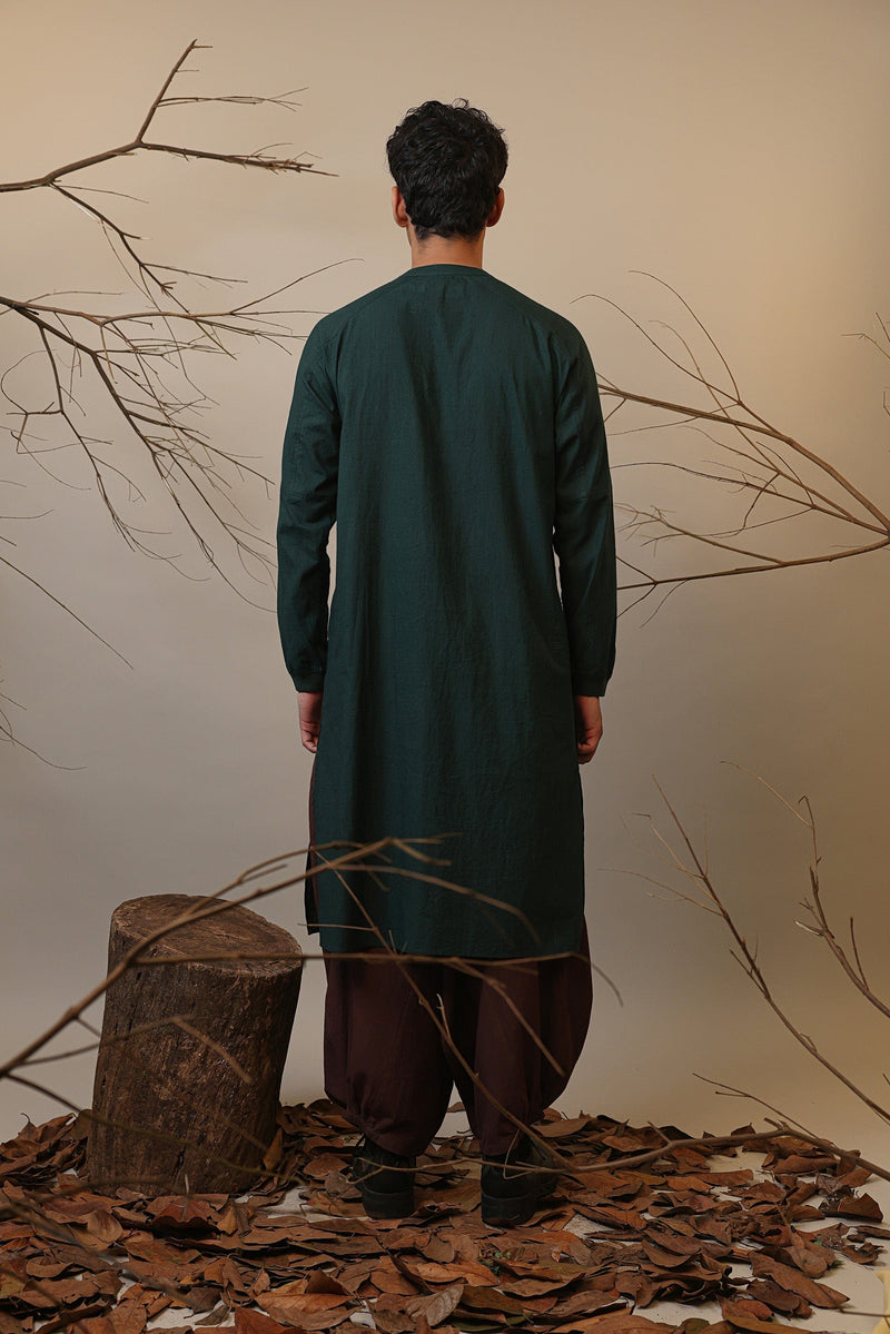 Mati Shirts & Tops Men's Raglan Green Kurta