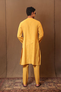 Mati Shirts & Tops Mustard EMB Zari Clubs SB Cotton Kurta