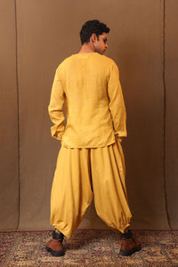 Mati Shirts & Tops Mustard EMB Zari Spade Overlap Shirt