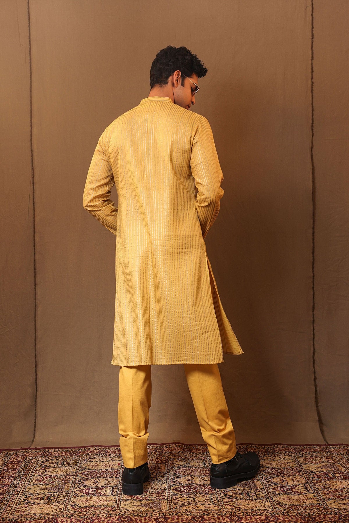 Mati Shirts & Tops Mustard STR Buttoned Kurta