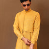 Mati Shirts & Tops Mustard Zari Club EMB Belted Kurta