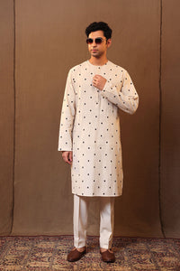 Mati Shirts & Tops Off-White EMB SB Cotton Kurta