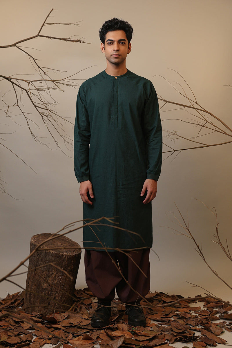 Mati Shirts & Tops S Men's Raglan Green Kurta