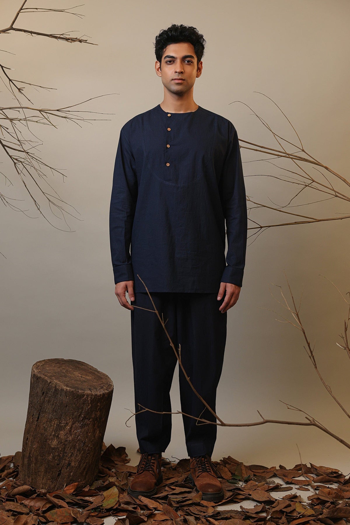 Mati Shirts & Tops S Men's Roots Blue Short Kurta