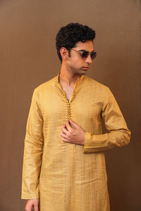 Mati Shirts & Tops S Mustard STR Buttoned Kurta