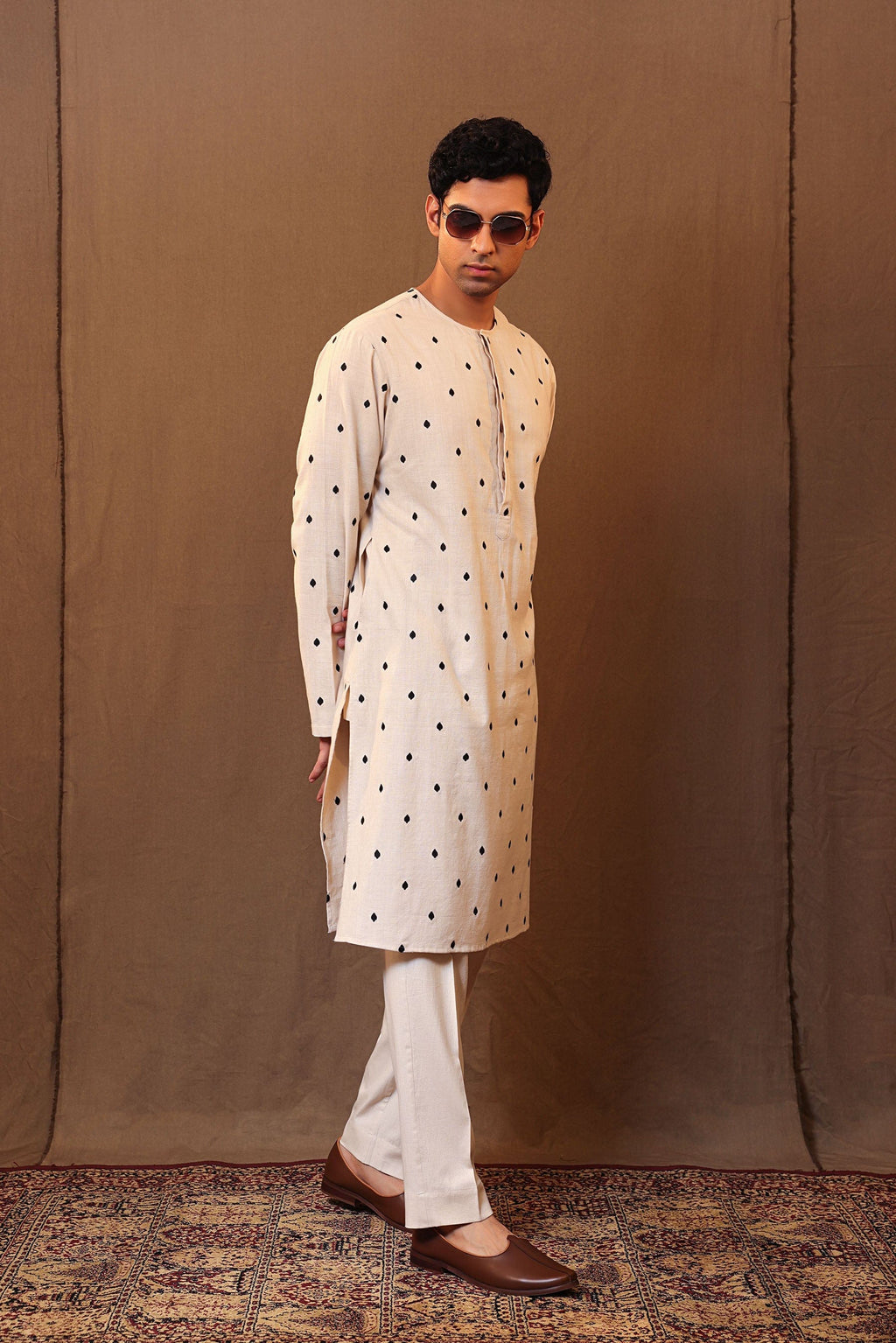 Mati Shirts & Tops S Off-White EMB SB Cotton Kurta