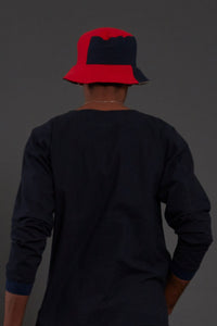 Mati Accessories Red & Navy Blue Block Bucket Hat