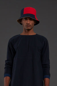 Mati Accessories Red & Navy Blue Block Bucket Hat