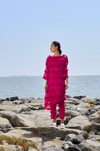 Mati Apparel & Accessories Pink Tassle Tier Tunic