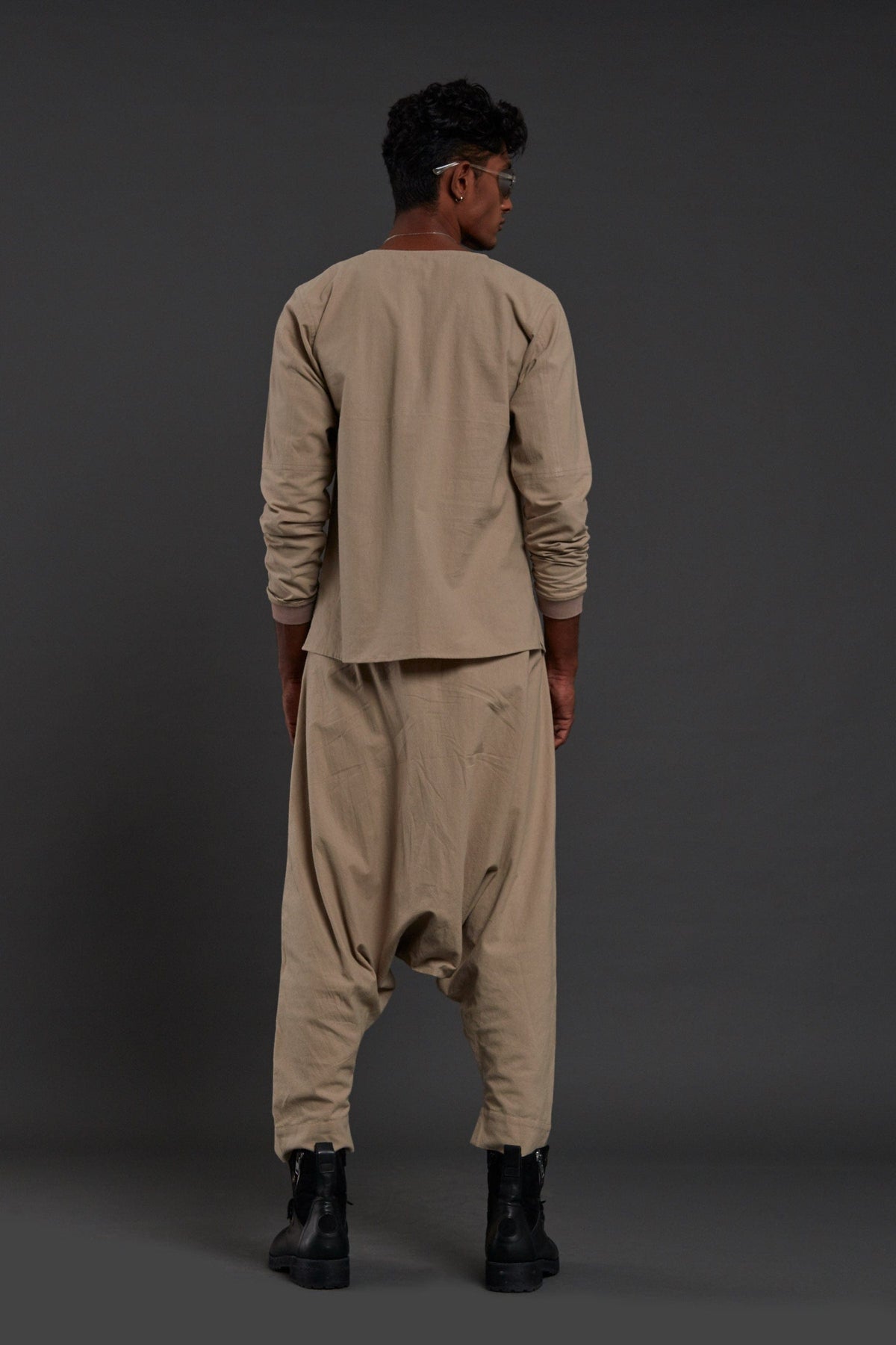 Mati Bottoms Beige Drop Crotch Pants