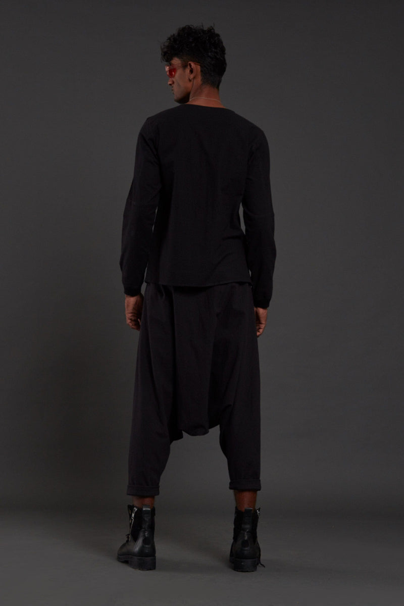 Mati Bottoms Black Drop Crotch Pants