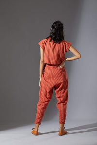 Mati Bottoms Mati New Aboli Rust and White Striped Pants