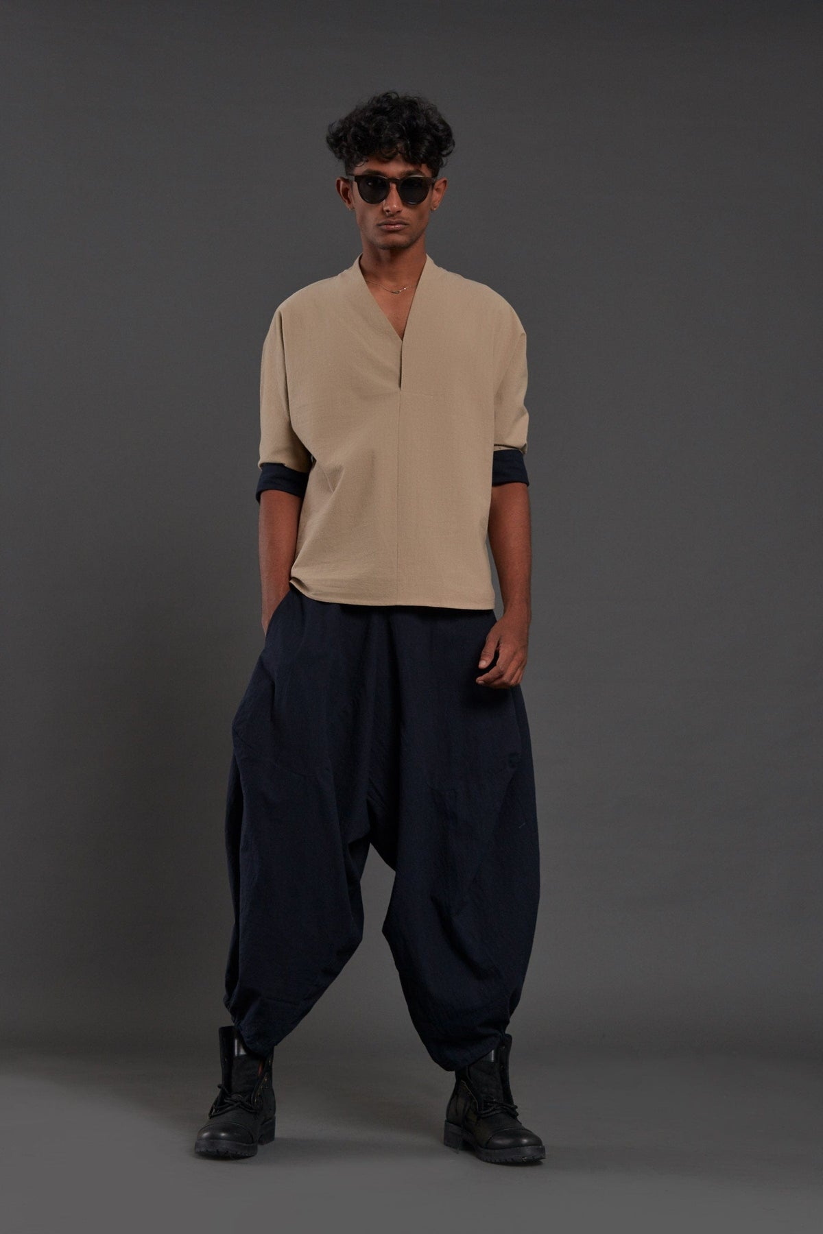 Mati Bottoms Navy Blue Baggy Pants