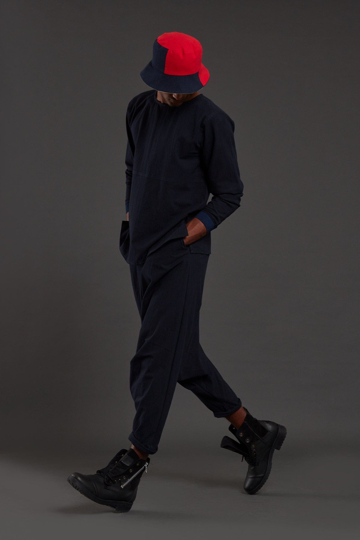 Mati Bottoms Navy Blue Drop Crotch Pants