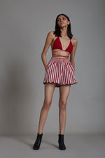 Mati Bottoms RED STRIPE SCALLOP SHORTS