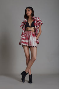 Mati Bottoms RED STRIPE SCALLOP SHORTS