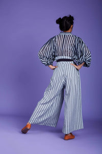 Mati BOTTOMS Striped Paper Bag Pant - SS Blue