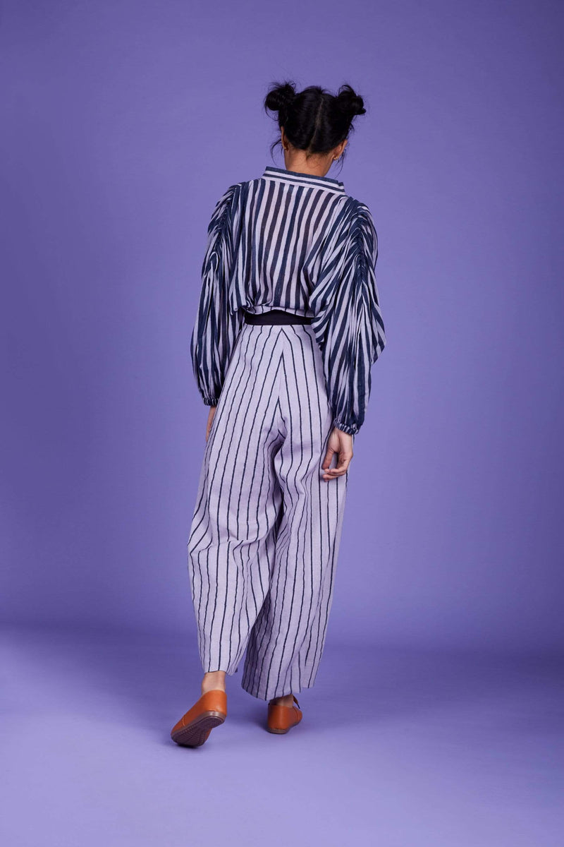 Mati BOTTOMS Striped Paper Bag Pant - SS Lavender