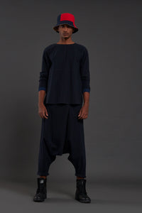 Mati Bottoms XS Navy Blue Drop Crotch Pants