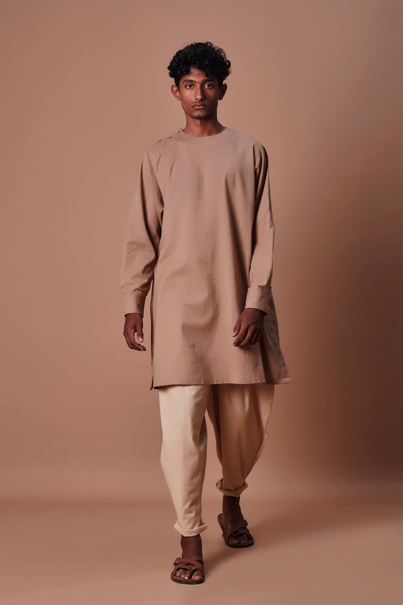 Mati Clothing Mati Men's Brown Side Buttoned Kurta