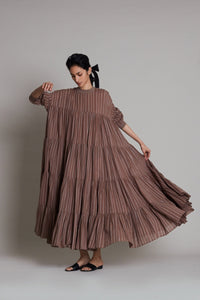 Mati Dresses Beige Ribbed Vena Dress