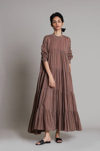 Mati Dresses Beige Ribbed Vena Dress