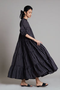 Mati Dresses Black Ribbed Vena Dress