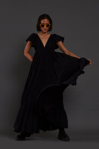 Mati Dresses Black Tiered Gown