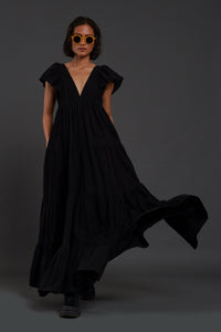 Mati Dresses Black Tiered Gown