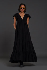 Mati Dresses Black Tiered Gown