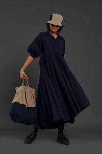 Mati Dresses Blue Tiered Shirt Dress