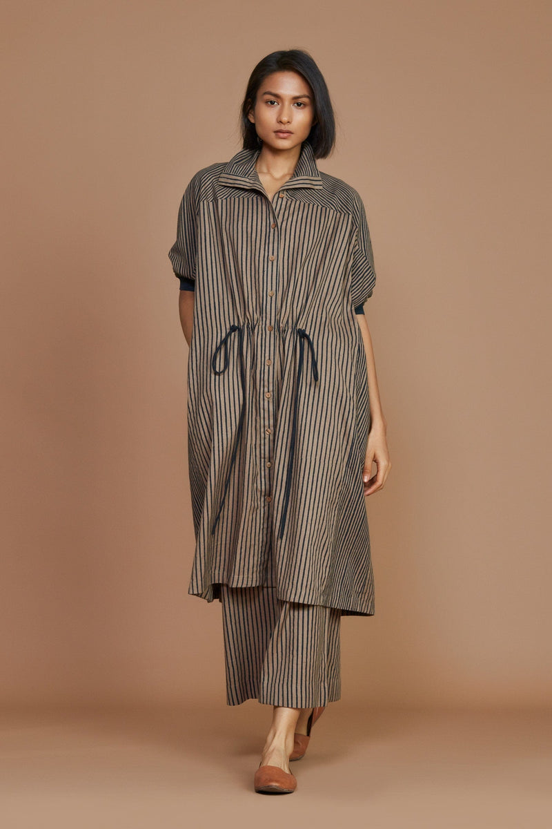 Mati Dresses Brown With Charcoal Striped Kaftan Dress