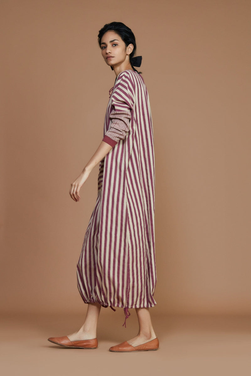 Mati Dresses DS Ivory with Mauve Stripe Dress