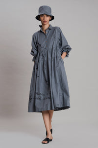 Mati Dresses Grey Denim Tiered Dress