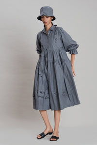 Mati Dresses Grey Denim Tiered Dress