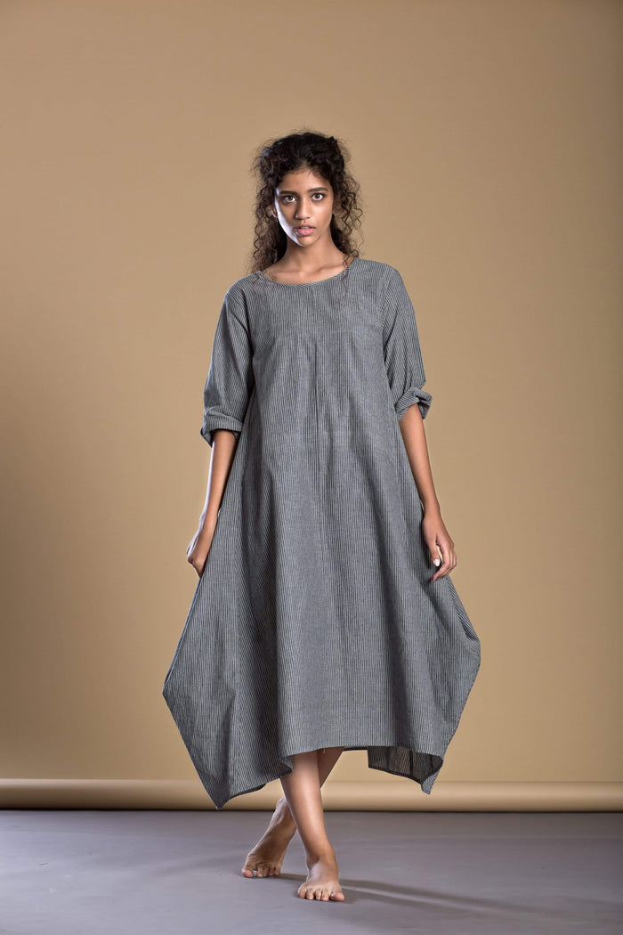 Mati Dresses Grey Pinstripe New Vari Aakaar