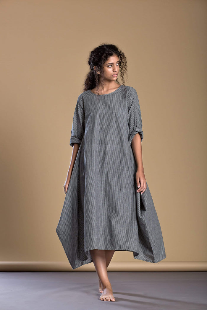 Mati Dresses Grey Pinstripe New Vari Aakaar